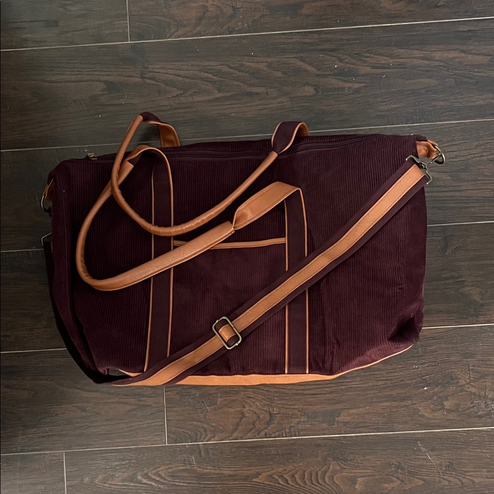 Stylish Burgundy and Tan travel Bag